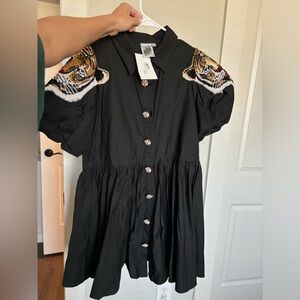 BRAND NEW WITH TAGS TIGER BUTTON DRESS